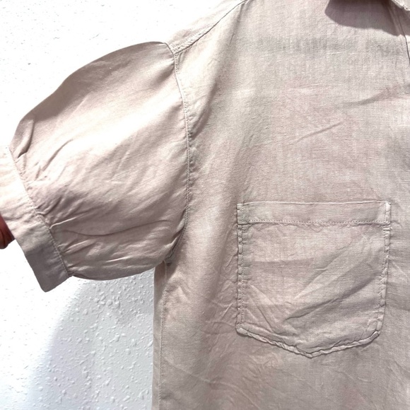 Zara Tan Puff Sleeve Notched Collar Top M - Picture 4 of 8